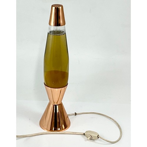 270 - MID 20TH CENTURY RETRO CRESTWORTH LTD ASTRO LAVA LAMP, HAVING A COPPER PLATED BASE WITH ORIGINAL LEA... 