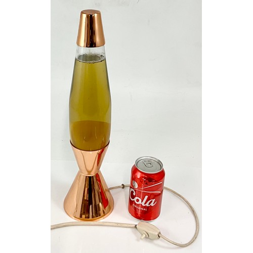 270 - MID 20TH CENTURY RETRO CRESTWORTH LTD ASTRO LAVA LAMP, HAVING A COPPER PLATED BASE WITH ORIGINAL LEA... 