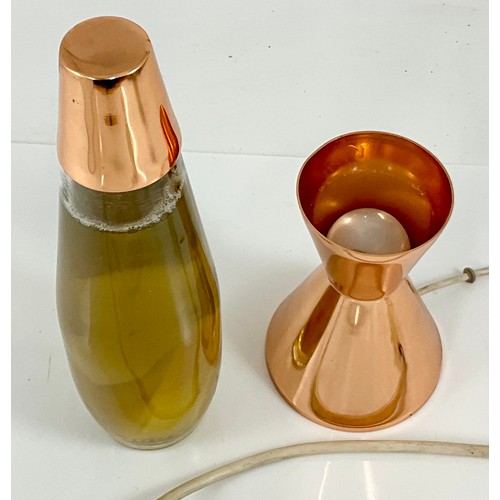 270 - MID 20TH CENTURY RETRO CRESTWORTH LTD ASTRO LAVA LAMP, HAVING A COPPER PLATED BASE WITH ORIGINAL LEA... 