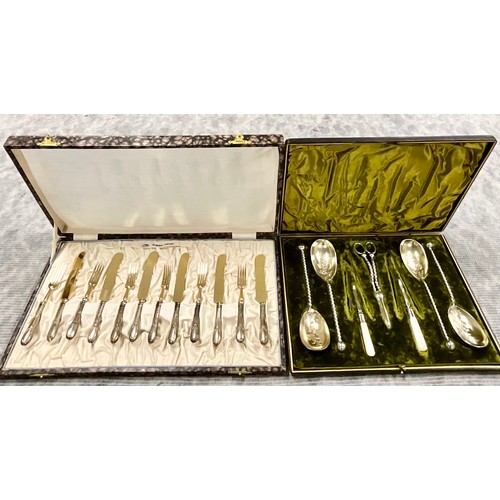 306 - ITALIAN SILVER PLATED DESSERT CUTLERY SETS C.1900