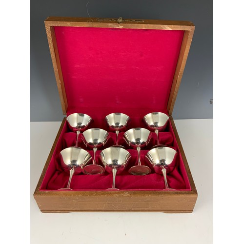 295 - CASED SET OF 8 SILVER PLATED GOBLETS