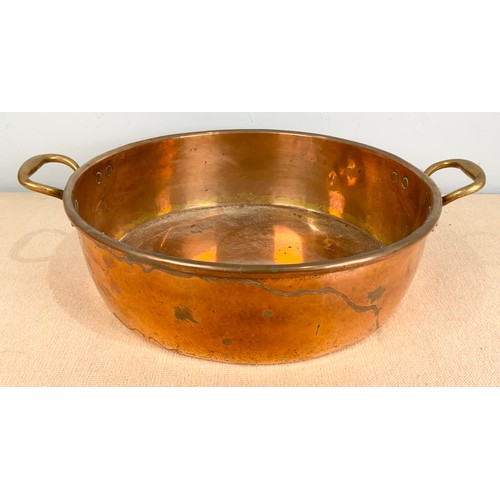 330 - MAPLE &  CO  18’’ COPPER PRESERVE PAN WITH BRASS HANDLES