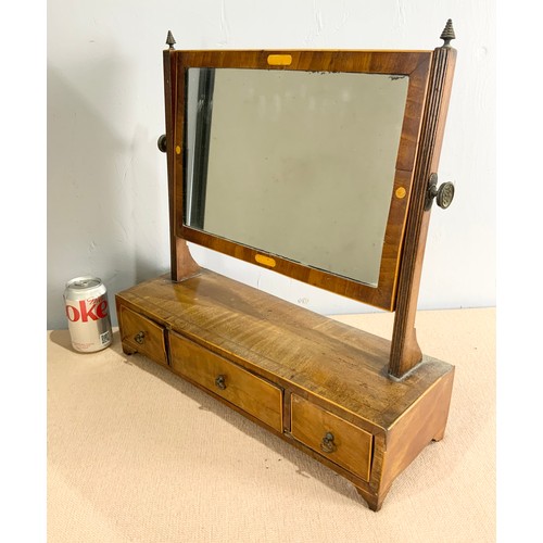 60 - RECTANGULAR DRESSING TABLE MIRROR ON THREE DRAWER STAND