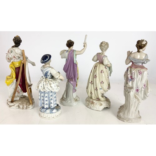 120 - 5 CONTINENTAL PORCELAIN FIGURINES INC CROSSED SWORD BACKSTAMP MEISSEN