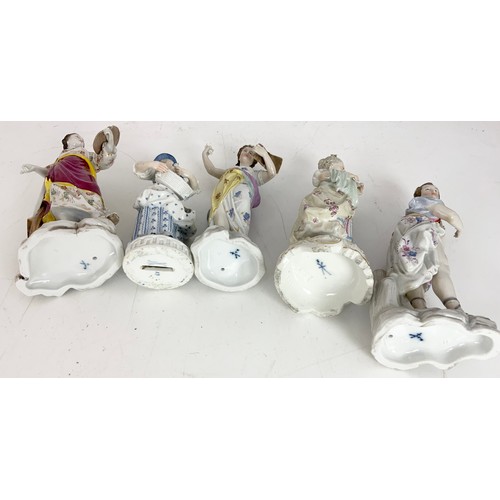 120 - 5 CONTINENTAL PORCELAIN FIGURINES INC CROSSED SWORD BACKSTAMP MEISSEN