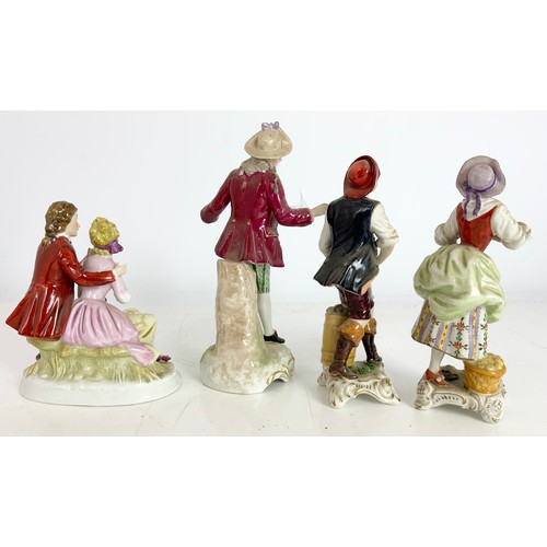 131 - 4 CONTINENTAL PORCELAIN FIGURINES TALLEST 21cm