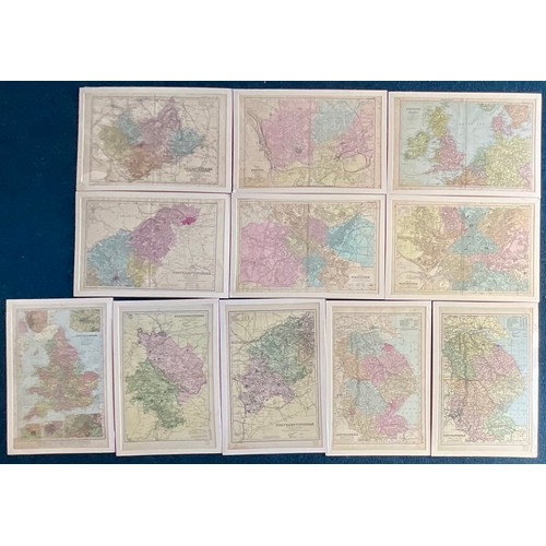 65 - MAP PRINTS OF THE UK, COUNTIES AND CITIES INC. LEICS, LINCOLN, NORTHANTS, HUNTINGDON, MANCHESTER, BI... 