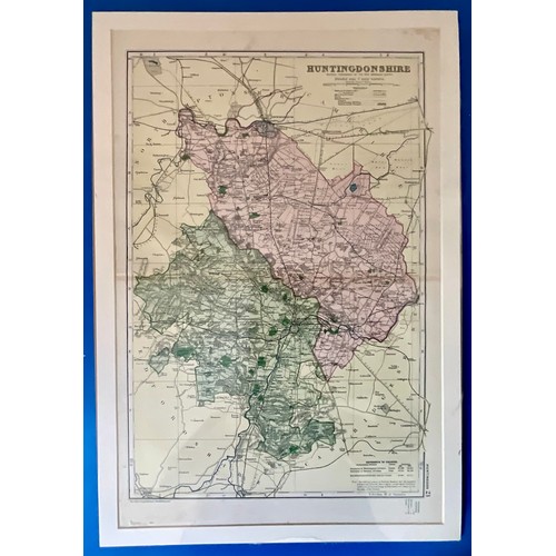 65 - MAP PRINTS OF THE UK, COUNTIES AND CITIES INC. LEICS, LINCOLN, NORTHANTS, HUNTINGDON, MANCHESTER, BI... 