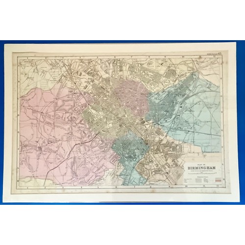 65 - MAP PRINTS OF THE UK, COUNTIES AND CITIES INC. LEICS, LINCOLN, NORTHANTS, HUNTINGDON, MANCHESTER, BI... 