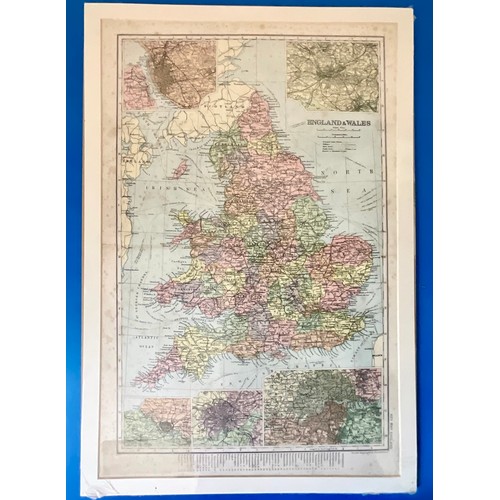 65 - MAP PRINTS OF THE UK, COUNTIES AND CITIES INC. LEICS, LINCOLN, NORTHANTS, HUNTINGDON, MANCHESTER, BI... 