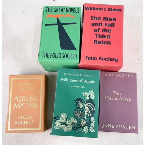 91 - FOLIO SOCIETY BOX SETS INC GRAHAM GREENE, JANE AUSTIN, KATHERINE BRIGGS, GREEK MYTHS & THE RISE AND ... 