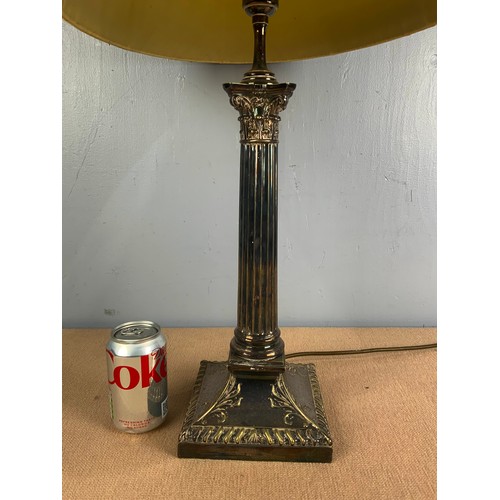 261 - SILVER PLATED CORINTHIAN COLUMN TABLE LAMP