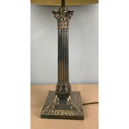 261 - SILVER PLATED CORINTHIAN COLUMN TABLE LAMP