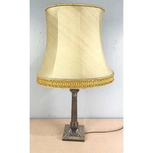 261 - SILVER PLATED CORINTHIAN COLUMN TABLE LAMP