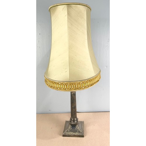 261 - SILVER PLATED CORINTHIAN COLUMN TABLE LAMP