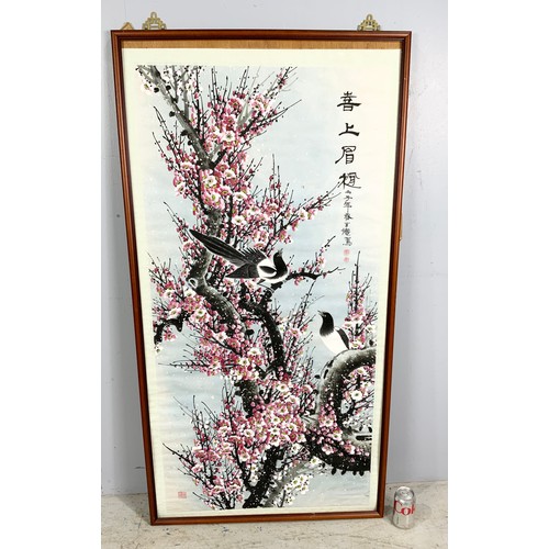 28 - LARGE ORIENTAL  FRAMED WALL HANGING 139cm x 70cm