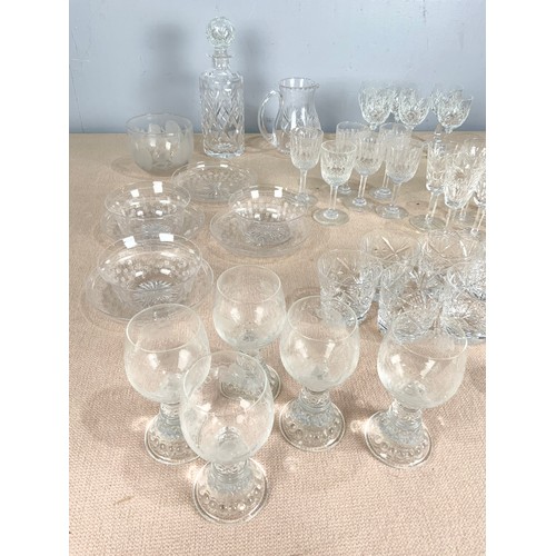 218 - GLASSWARE INC WATERFORD , THOMAS WEBB , HOCK GLASSES , DECANTER ETC