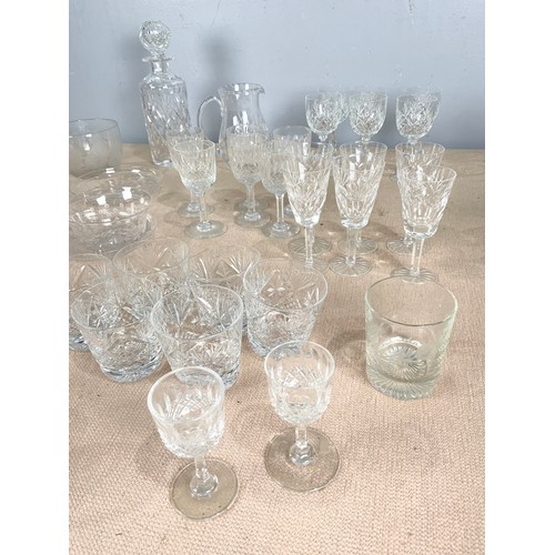 218 - GLASSWARE INC WATERFORD , THOMAS WEBB , HOCK GLASSES , DECANTER ETC