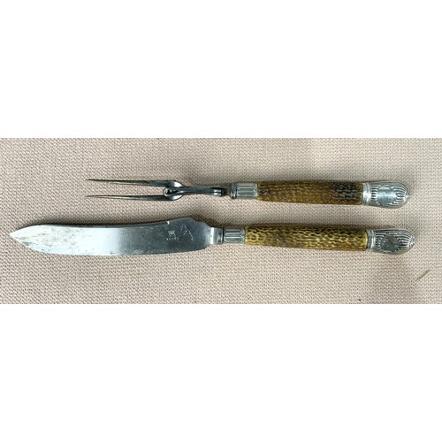 308 - LARGE QUANTITY OF PLATED FLATWARE INC SILVER MOUNT  CARVING SET ETC