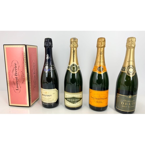 91 - 10 BOTTLES CHAMPAGNE/ SPARKLING WINES INC. VEUVE CLICHOT AND BOXED LAURENT PERRIER ROSE