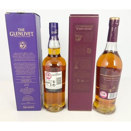 27 - THE GLENLIVET CAPTAIN’S RESERVE SINGLE MALT SCOTCH WHISKY AND GLENMORANGIE SHERRY CASK FINISHED LASA... 