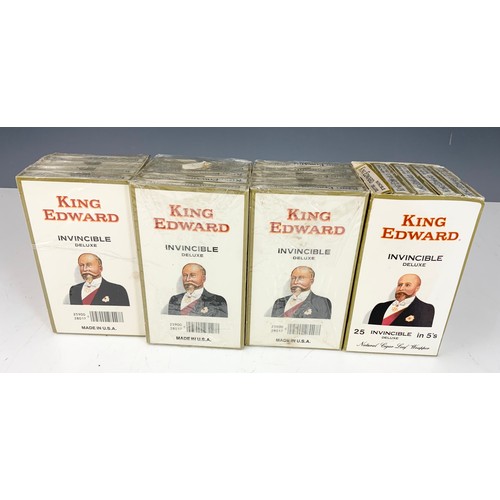 155 - 3 SEALED & 1 OPENED PACK OF 5 BOXES OF 5 KING EDWARD INVINCIBLE DELUXE CIGARS, 99 CIGARS IN TOTAL (1... 