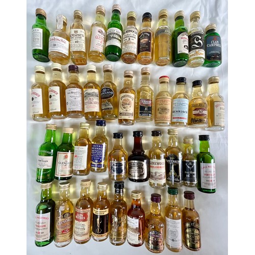 50 - 41 WHISKY MINIATURES INCLUDING - BOWMORE 12YRS/PORT ELLEN 12 YRS/BALVENIE 10 YRS