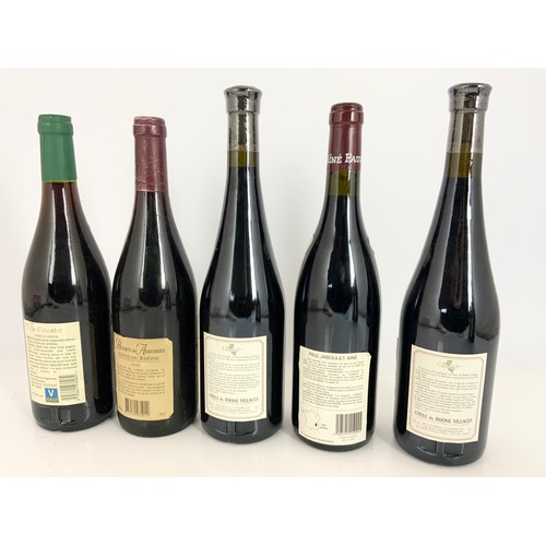 104 - 5 MISC. BOTTLES COTES DU RHONE