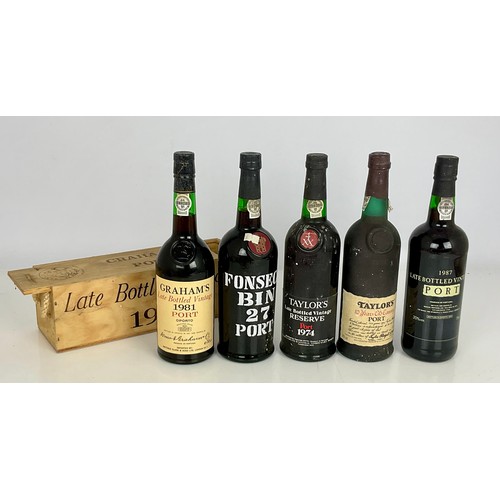 148 - PORT, FONSECA BIN 27, GRAHAMS 1971 LBV, TAYLORS 1974 LBV, TAYLORS OLD TAWNY PORT