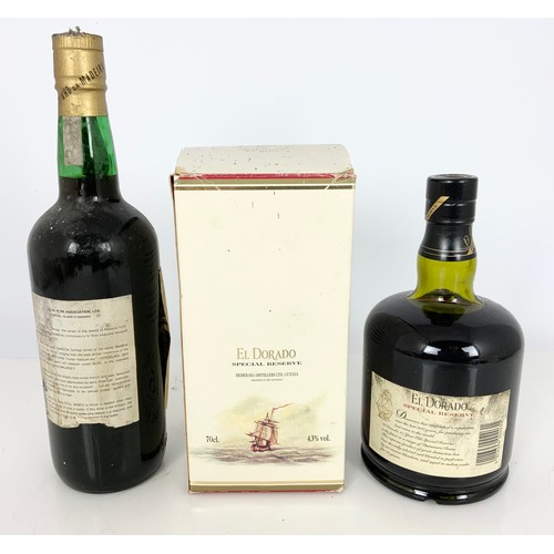 74 - EL DORADO SPECIAL RESERVE FINEST DEMERARA RUM, 15 YEARS OLD AND A BOTTLE OF LEACOCKS MADEIRA WINE