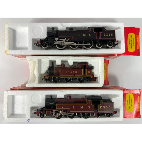 332 - HORNBY, R088 LMS CLASS 4P BLACK 2345, R055 4P 2300 MAROON, & R301 3F JINTY 16440