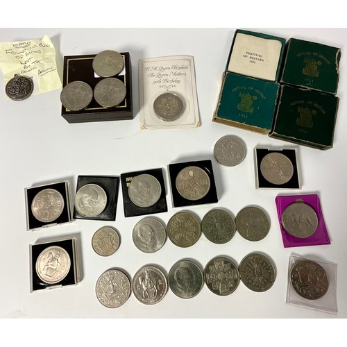 291 - QTY OF CROWNS & OTHER OLD COINS