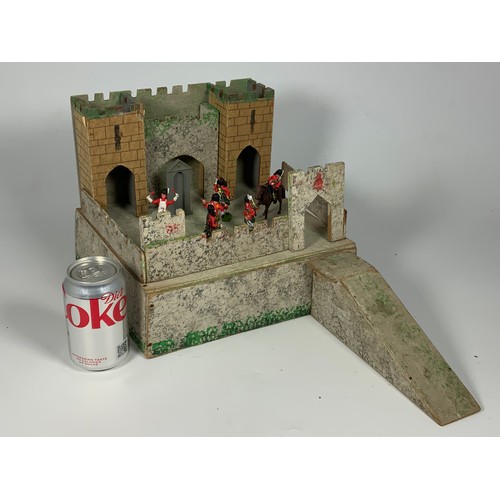 51 - WOODEN CHILDS FORT WITH BRITAINS FIGURES