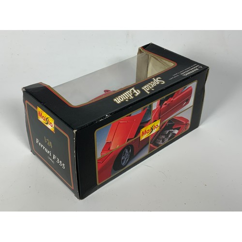 104 - DIE CAST MAISTO BOXED 1:24 FERRARI F355, (1994) AND 5 BOXED LLEDO