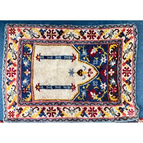 742 - LARGE RED GROUND RUG Approx. 252 x 141cm, SMALLER RUG Approx. 156 x 115cm AND TURKOMAN STYLE RED GRO... 