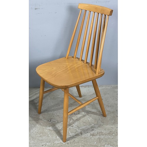 735 - FOUR ERCOL STYLE LATE CENTURY STICK BACK BLONDE DINING CHAIRS