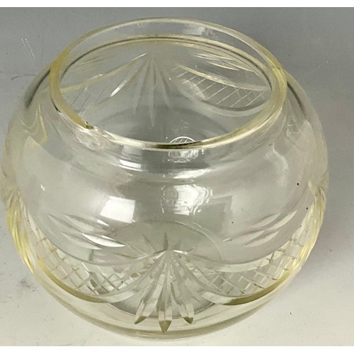 227 - CUT GLASS BISCUIT BARREL WITH SILVER RIM AND MATCHING BOWL ALSO HAVING A SILVER RIM