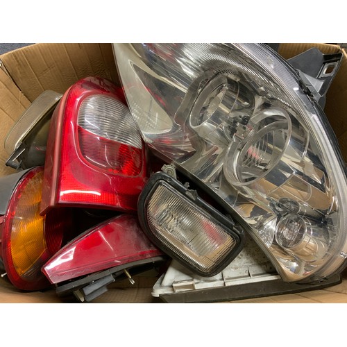 33 - CAR PARTS, MODERN VEHICLE LIGHT CLUSTERS, 2 BOXES FULL