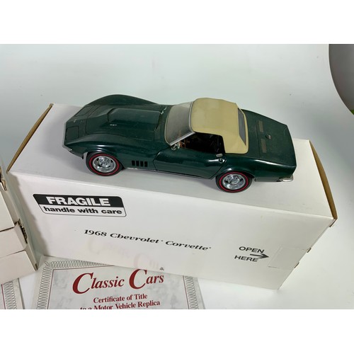 179 - DANBURY MINT, 2 BOXED LIMITED EDITION  CLASSIC CAR MODELS, WITH CERTIFICATES, CHEVROLET 1968 BRITISH... 