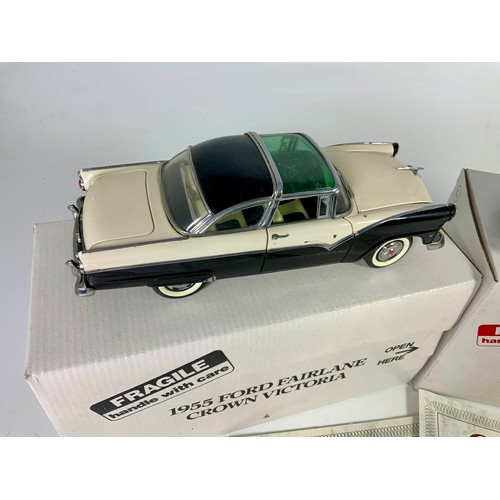 182 - DANBURY MINT, 2 BOXED LIMITED EDITION  CLASSIC CAR MODELS, WITH CERTIFICATES, FORD 1955 CROWN VICTOR... 