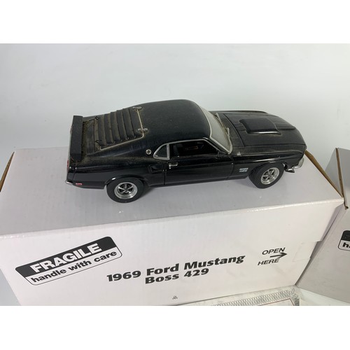 183 - DANBURY MINT, 2 BOXED LIMITED EDITION  CLASSIC CAR MODELS, WITH CERTIFICATES, FORD MUSTANG BOSS 2 DO... 