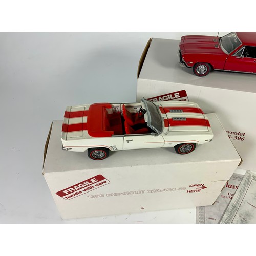 191 - DANBURY MINT, 2 BOXED LIMITED EDITION CLASSIC CAR MODELS, WITH CERTIFICATES, CHEVROLET 1969 SS / RS ... 