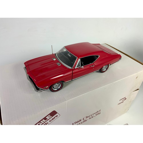 191 - DANBURY MINT, 2 BOXED LIMITED EDITION CLASSIC CAR MODELS, WITH CERTIFICATES, CHEVROLET 1969 SS / RS ... 