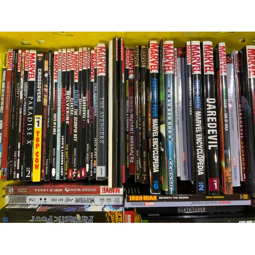 313 - LARGE TRAY OF MARVEL GRAPHIC COMIC BOOKS INC, DARE DEVIL, WOLVERINE, PARADISE X,