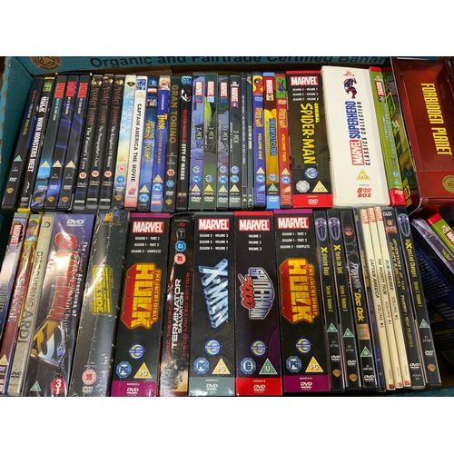 330 - TRAY OF SCI-FI & COMIC RELATED DVD’S BOXED SETS & SINCLE, MARVEL, SPIDER-MAN. THOR,  BATMAN ETC