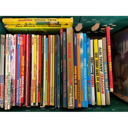 316 - TRAY OF ASSORTED CHILDREN, SCI FI, TRANSFORMERS, THUNDERCATS, SPIDERMAN, DANGERMOUSE, ANNUALS, & BOO... 