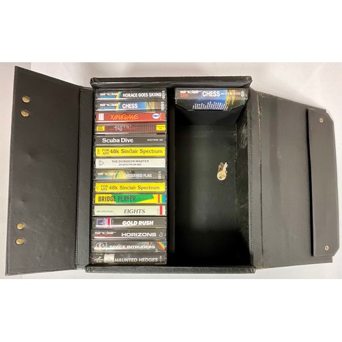 54 - RETRO GAMING - COLLECTION OF SINCLAIR SPECTRUM 48K SOFTWARE CASSETTES IN CARRY CASE INC. HORACE GOES... 