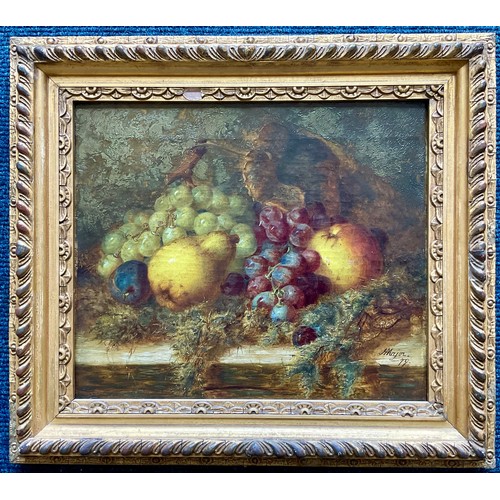 23 - STILL LIFE FRUIT, OIL ON CANVAS, WITH SIGNATURE A MAJOR, DATED ‘79, APPROX. 35 X 30 cm