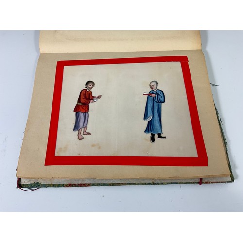 36 - ALBUM OF CHINESE RICE PAPER PICTURES AND ONE OTHER FRAMED DITTO