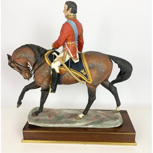 91 - ROYAL WORCESTER MODEL OF WELLINGTON MODELLED BY BERNARD WINSKILL ON WOODEN PLINTH